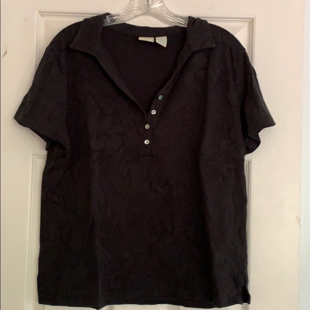 Caribbean Joe Polo Black Patterned Shirt. Size XL.